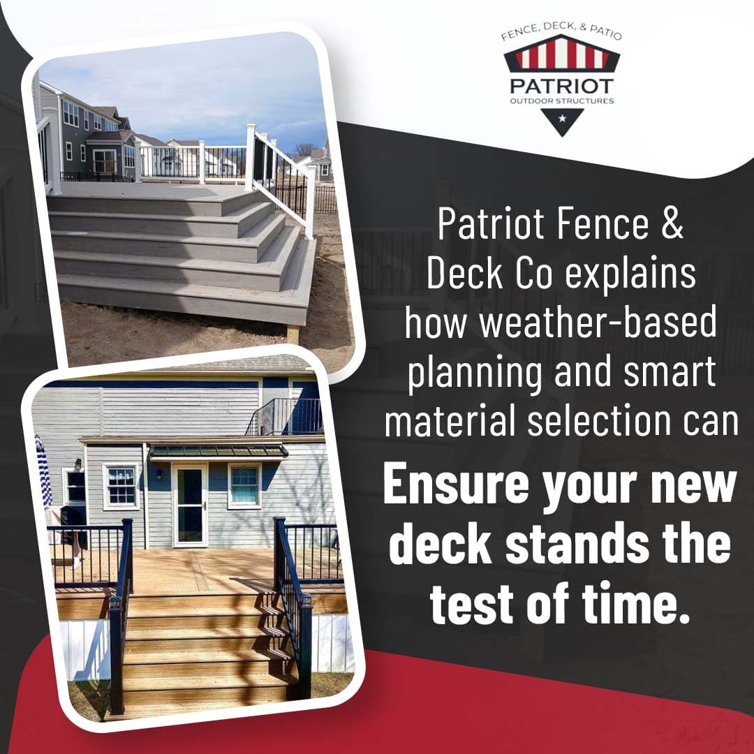 Newly built backyard deck with stairs demonstrating long-lasting materials and professional outdoor construction